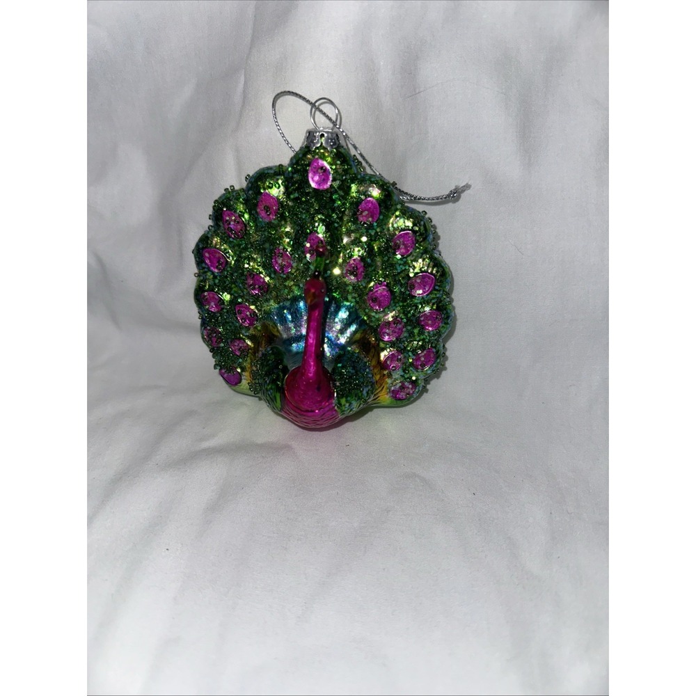 Peacock Blown Glass‎ Ornament
